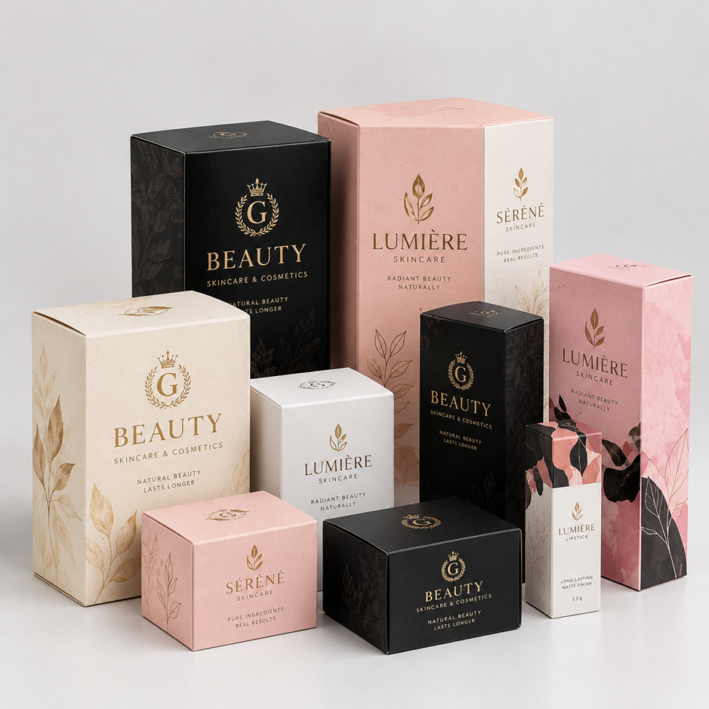 luxury skincare packaging display