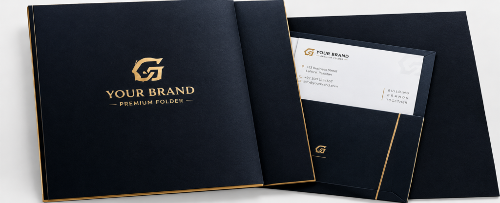 premium navy and gold stationery set